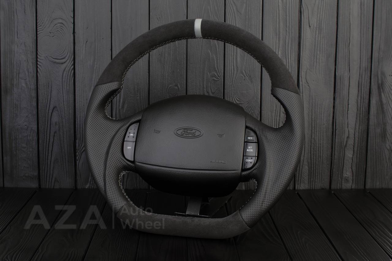Steering wheel Ford F150/F250/F350 97-2007 Alcantara/Perforated leather/Grey details - Image 4