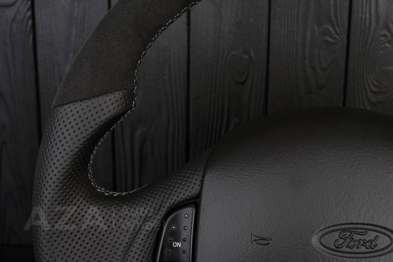 Steering wheel Ford F150/F250/F350 97-2007 Alcantara/Perforated leather/Grey details - Image 5