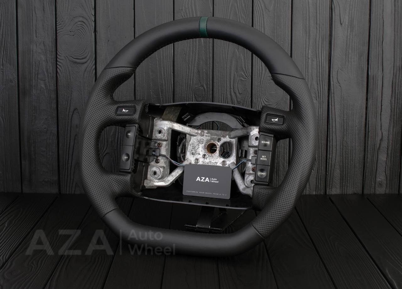 Steering wheel Ford Bronco F150/F250/F350 1994-1996 Napa/Perforated leather/GREEN stripe (can be any color) - Image 3