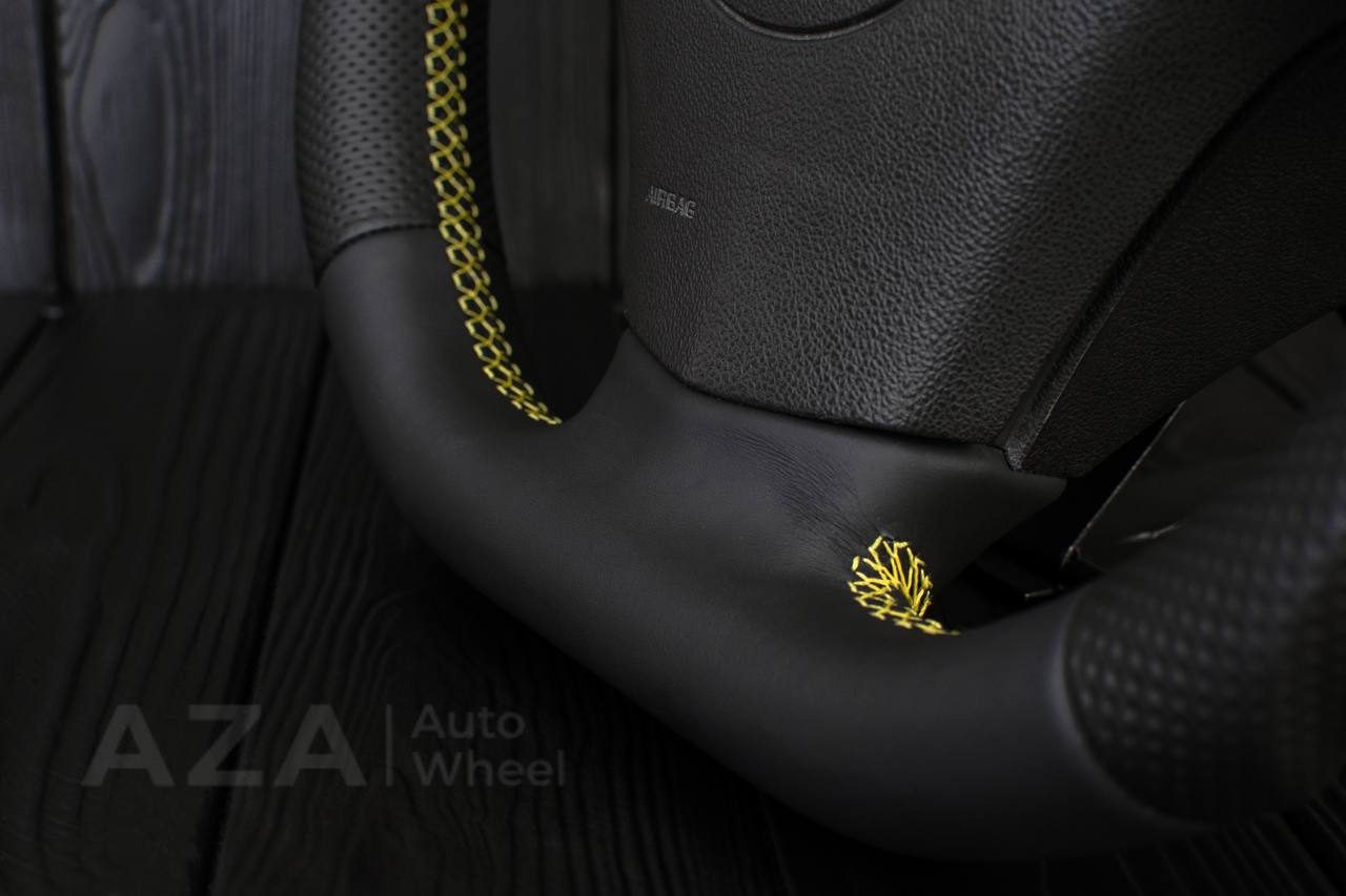 Steering wheel 2006-2011 Corvette C6 Carbon fiber/Perforated leather/Yellow details/Flat top - Image 9