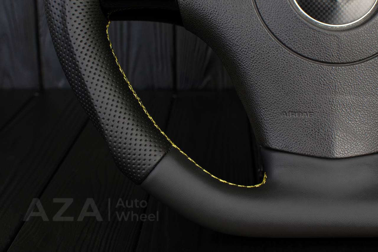 Steering wheel 2006-2011 Corvette C6 Carbon fiber/Perforated leather/Yellow details/Flat top - Image 12