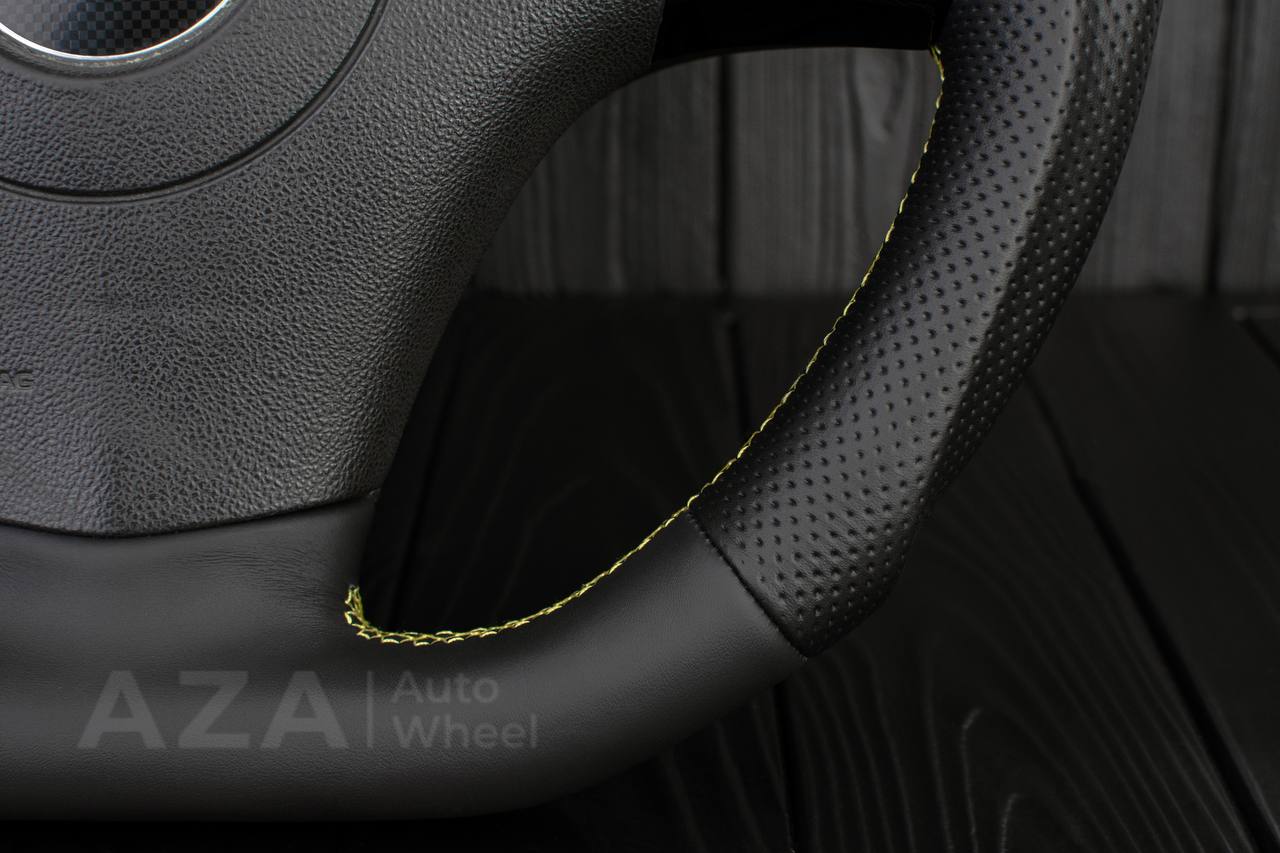 Steering wheel 2006-2011 Corvette C6 Carbon fiber/Perforated leather/Yellow details/Flat top - Image 13