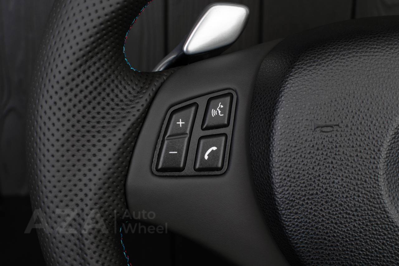 Steering wheel BMW E9X/E8X Flat bottom Perforated leather/Alcantara/Dark blue stripe - Image 8