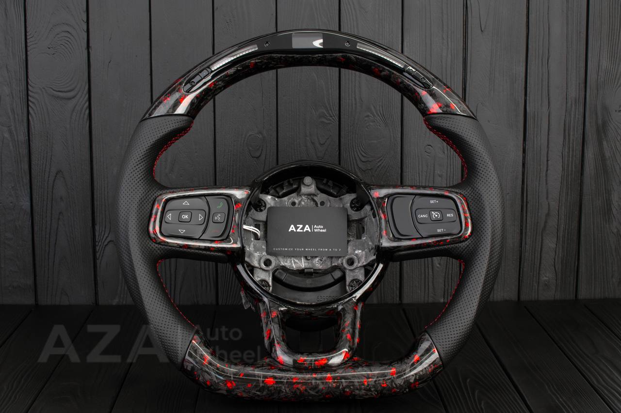 Steering wheel Jeep JL Wrangler 2018-2021 Forged Carbon/Red flakes/Perforated leather/Led screen