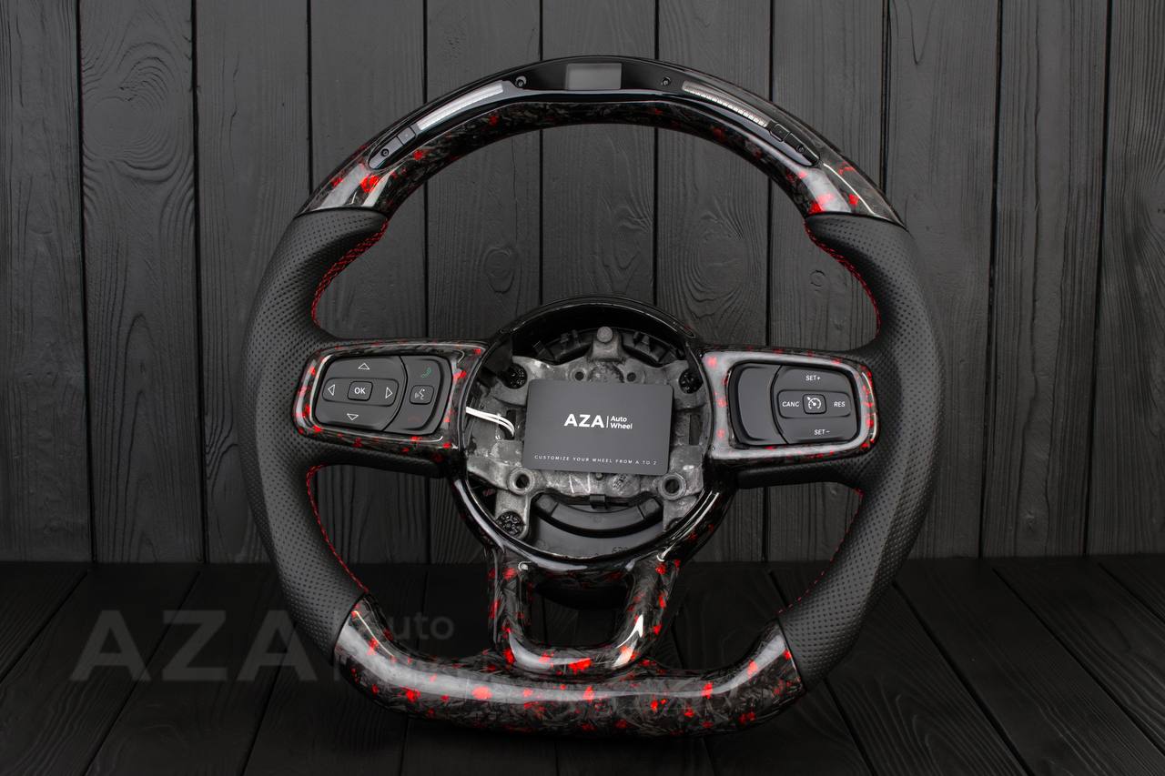 Steering wheel Jeep JL Wrangler 2018-2021 Forged Carbon/Red flakes/Perforated leather/Led screen - Image 3
