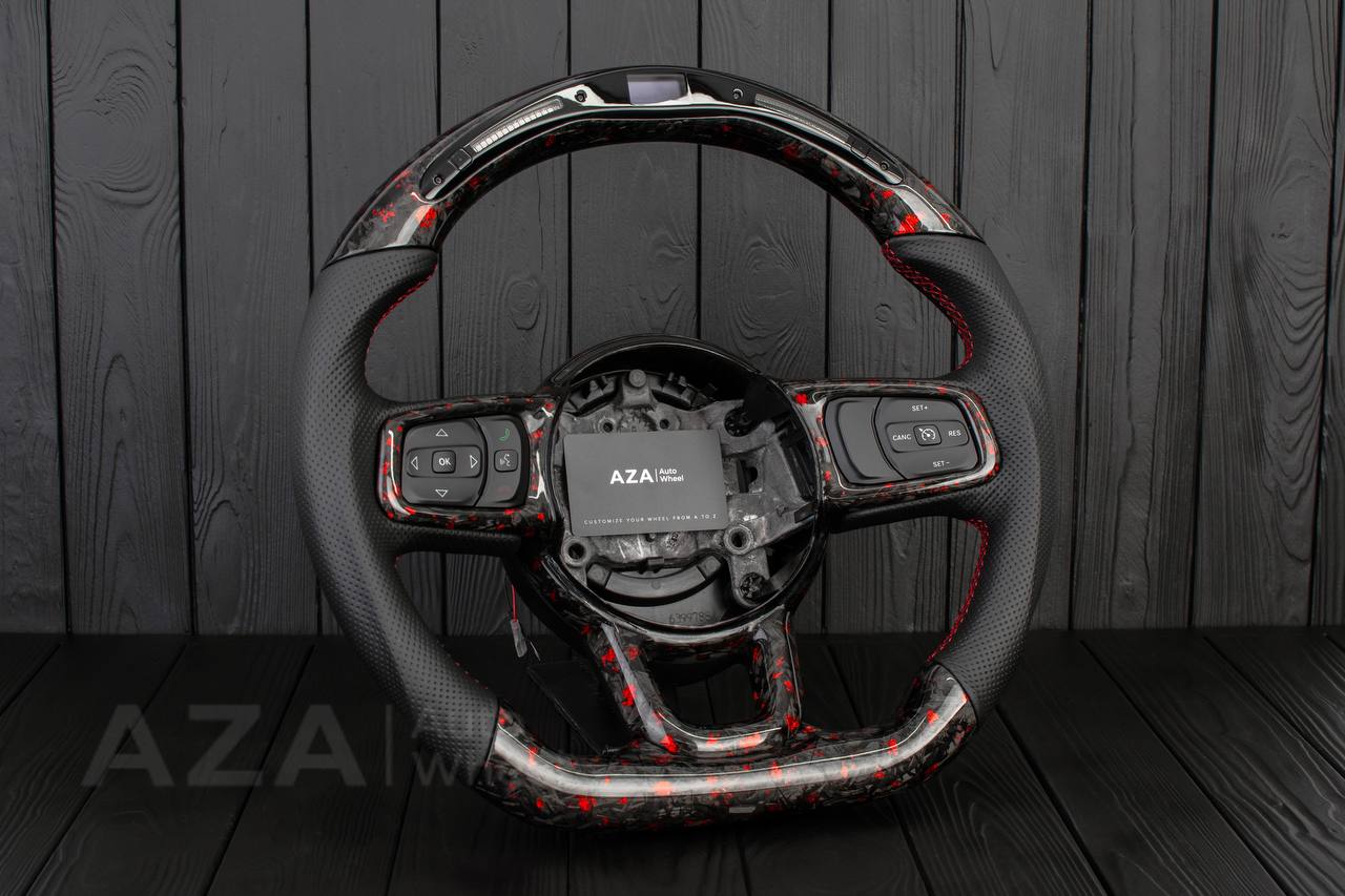 Steering wheel Jeep JL Wrangler 2018-2021 Forged Carbon/Red flakes/Perforated leather/Led screen - Image 4
