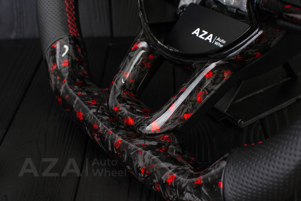 Steering wheel Jeep JL Wrangler 2018-2021 Forged Carbon/Red flakes/Perforated leather/Led screen - Image 6