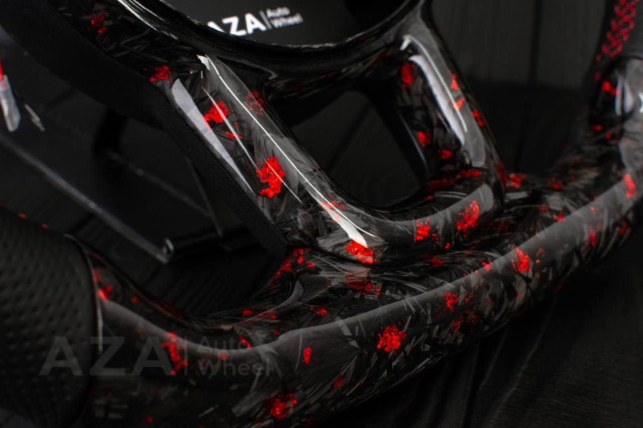 Steering wheel Jeep JL Wrangler 2018-2021 Forged Carbon/Red flakes/Perforated leather/Led screen - Image 7