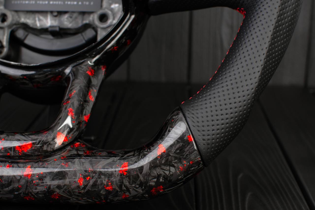 Steering wheel Jeep JL Wrangler 2018-2021 Forged Carbon/Red flakes/Perforated leather/Led screen - Image 8