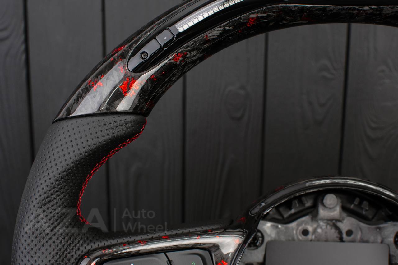 Steering wheel Jeep JL Wrangler 2018-2021 Forged Carbon/Red flakes/Perforated leather/Led screen - Image 14