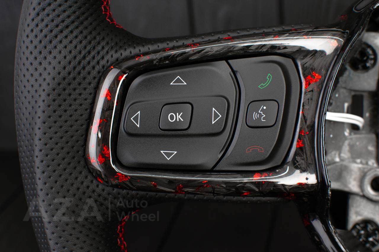 Steering wheel Jeep JL Wrangler 2018-2021 Forged Carbon/Red flakes/Perforated leather/Led screen - Image 15