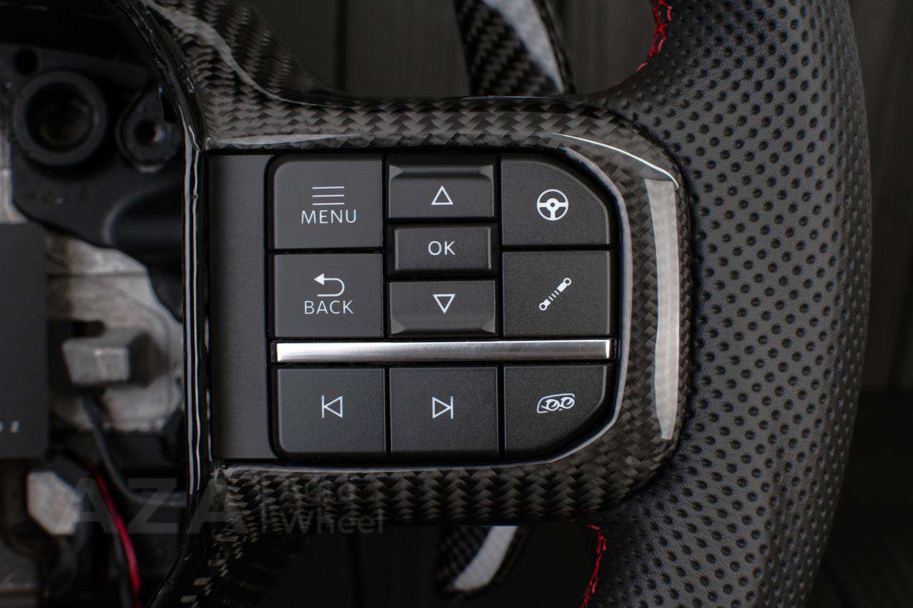 Steering wheel FORD RAPTOR 2021-2025 Carbon fiber/Perforated leather/Blue stripe/Red stitch/HEATED (can be any color) - Image 14