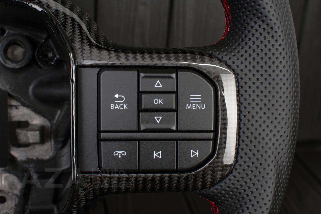 Steering wheel FORD F150/SHELBY 2022-2023 Carbon fiber/Perforated leather/RED stripe/Red stitch (can be any color) - Image 14