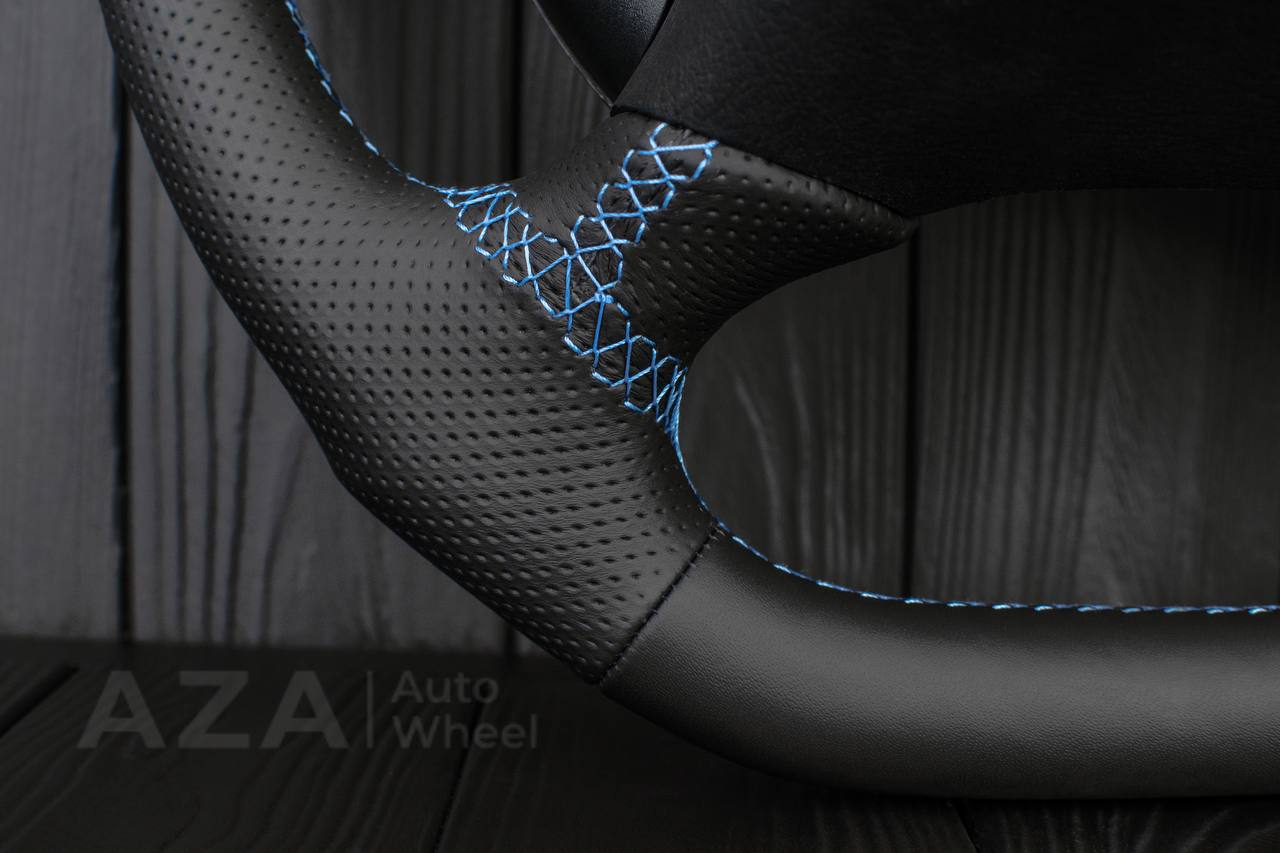 Steering wheel Ford Mustang GT Cobra Napa/Perforated leather/Blue stripe - Image 10