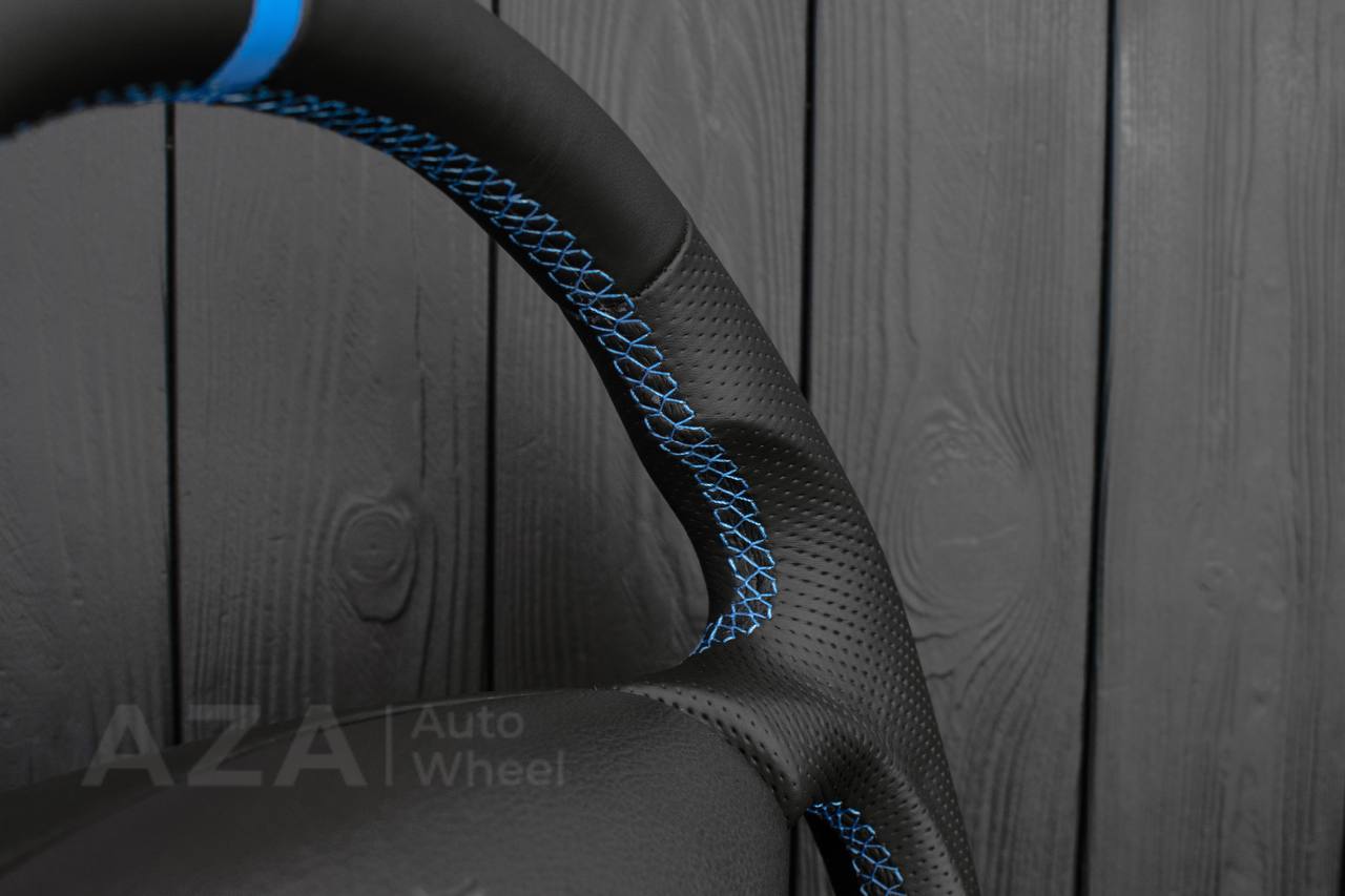 Steering wheel Ford Mustang GT Cobra Napa/Perforated leather/Blue stripe - Image 11