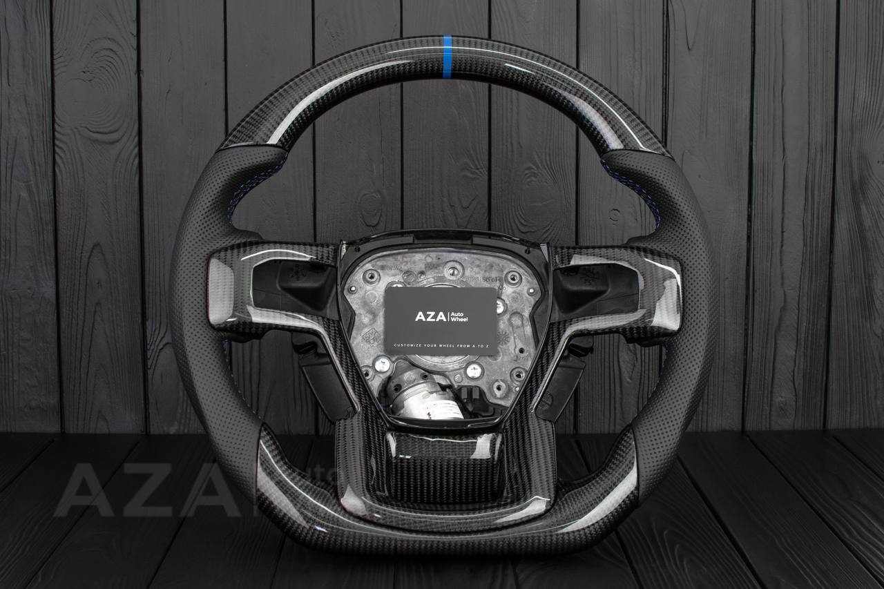 Steering wheel Ford F250/F350 2015-2022 Carbon fiber/Perforated leather/DARK BLUE DETAILS/ ADAPTIVE STEERING/HEATED