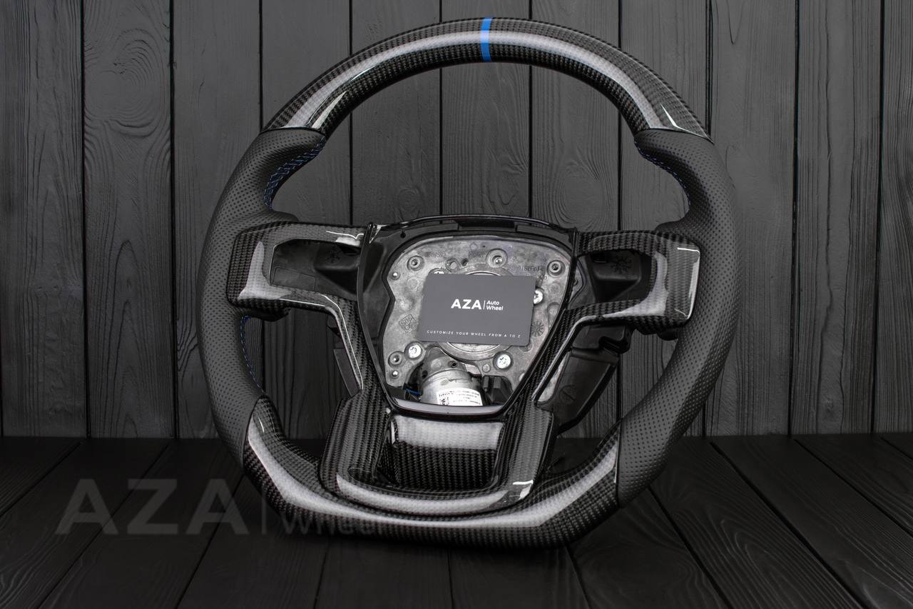 Steering wheel Ford F250/F350 2015-2022 Carbon fiber/Perforated leather/DARK BLUE DETAILS/ ADAPTIVE STEERING/HEATED - Image 4
