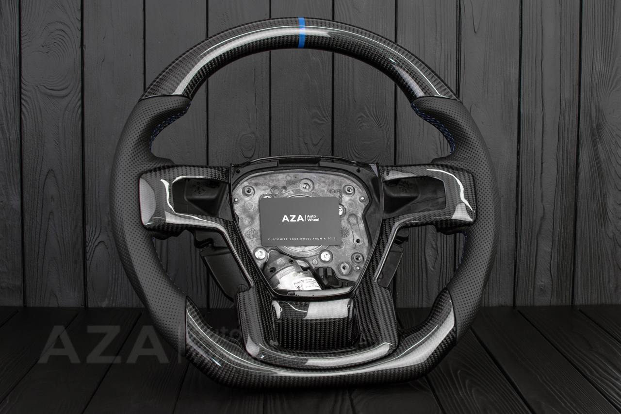 Steering wheel Ford F250/F350 2015-2022 Carbon fiber/Perforated leather/DARK BLUE DETAILS/ ADAPTIVE STEERING/HEATED - Image 3