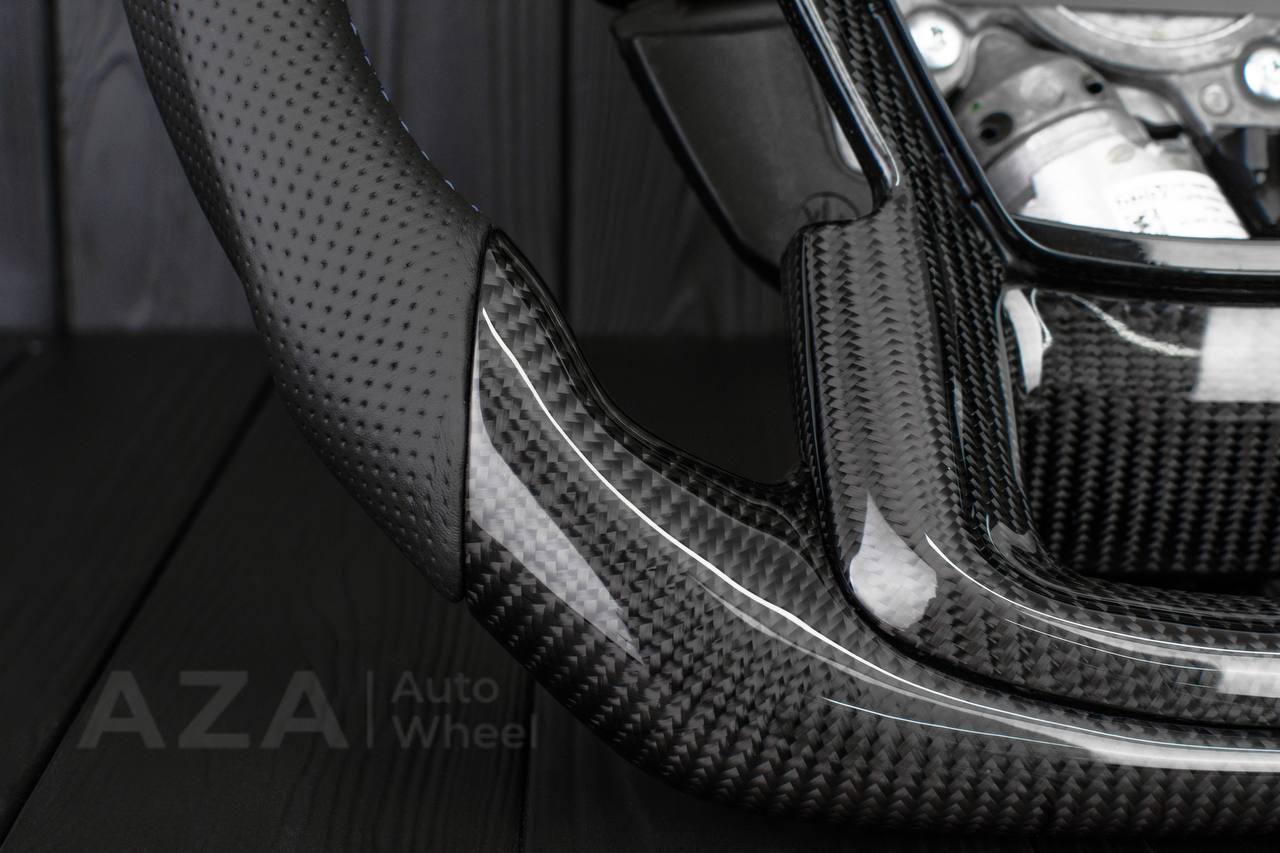 Steering wheel Ford F250/F350 2015-2022 Carbon fiber/Perforated leather/DARK BLUE DETAILS/ ADAPTIVE STEERING/HEATED - Image 8