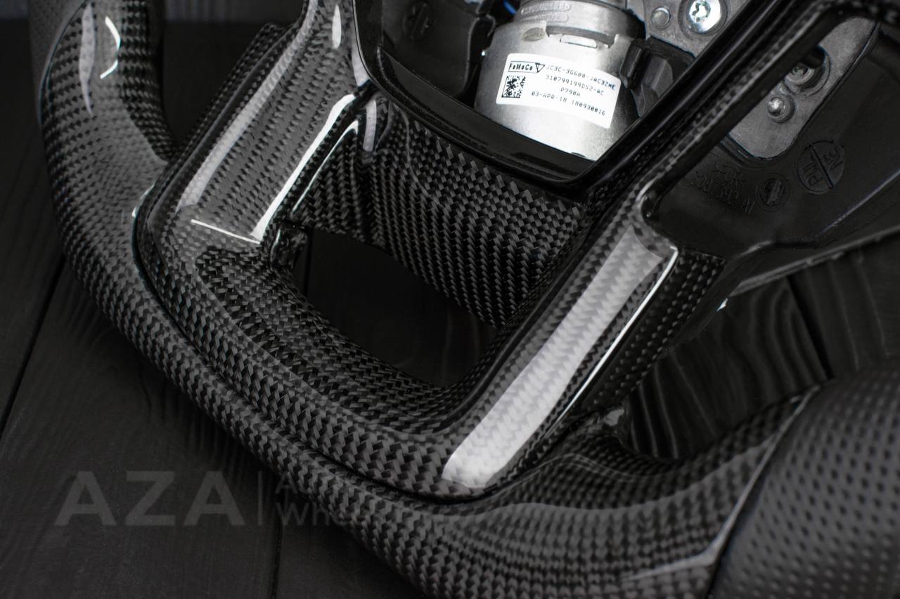 Steering wheel Ford F250/F350 2015-2022 Carbon fiber/Perforated leather/DARK BLUE DETAILS/ ADAPTIVE STEERING/HEATED - Image 9