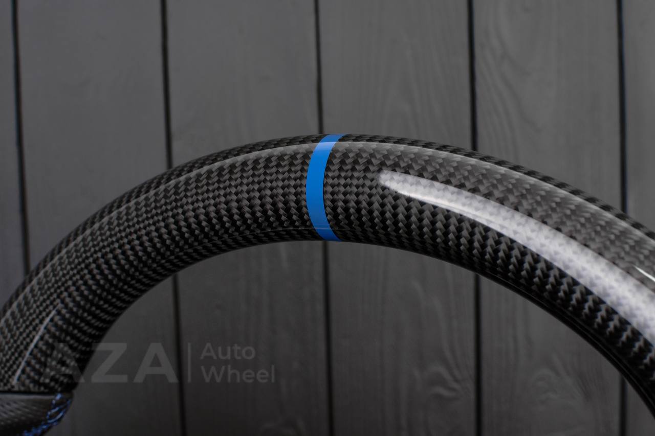 Steering wheel Ford F250/F350 2015-2022 Carbon fiber/Perforated leather/DARK BLUE DETAILS/ ADAPTIVE STEERING/HEATED - Image 13