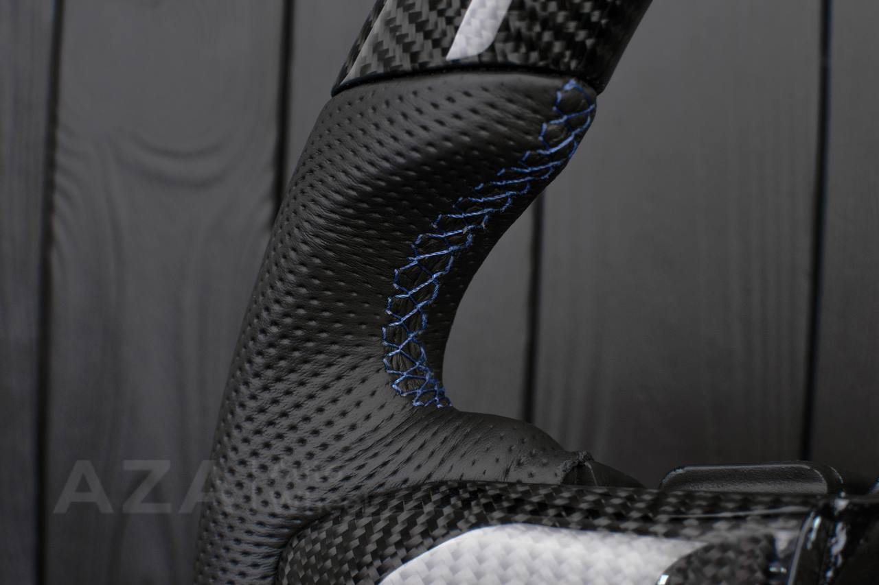 Steering wheel Ford F250/F350 2015-2022 Carbon fiber/Perforated leather/DARK BLUE DETAILS/ ADAPTIVE STEERING/HEATED - Image 15