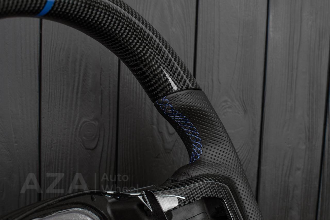 Steering wheel Ford F250/F350 2015-2022 Carbon fiber/Perforated leather/DARK BLUE DETAILS/ ADAPTIVE STEERING/HEATED - Image 16