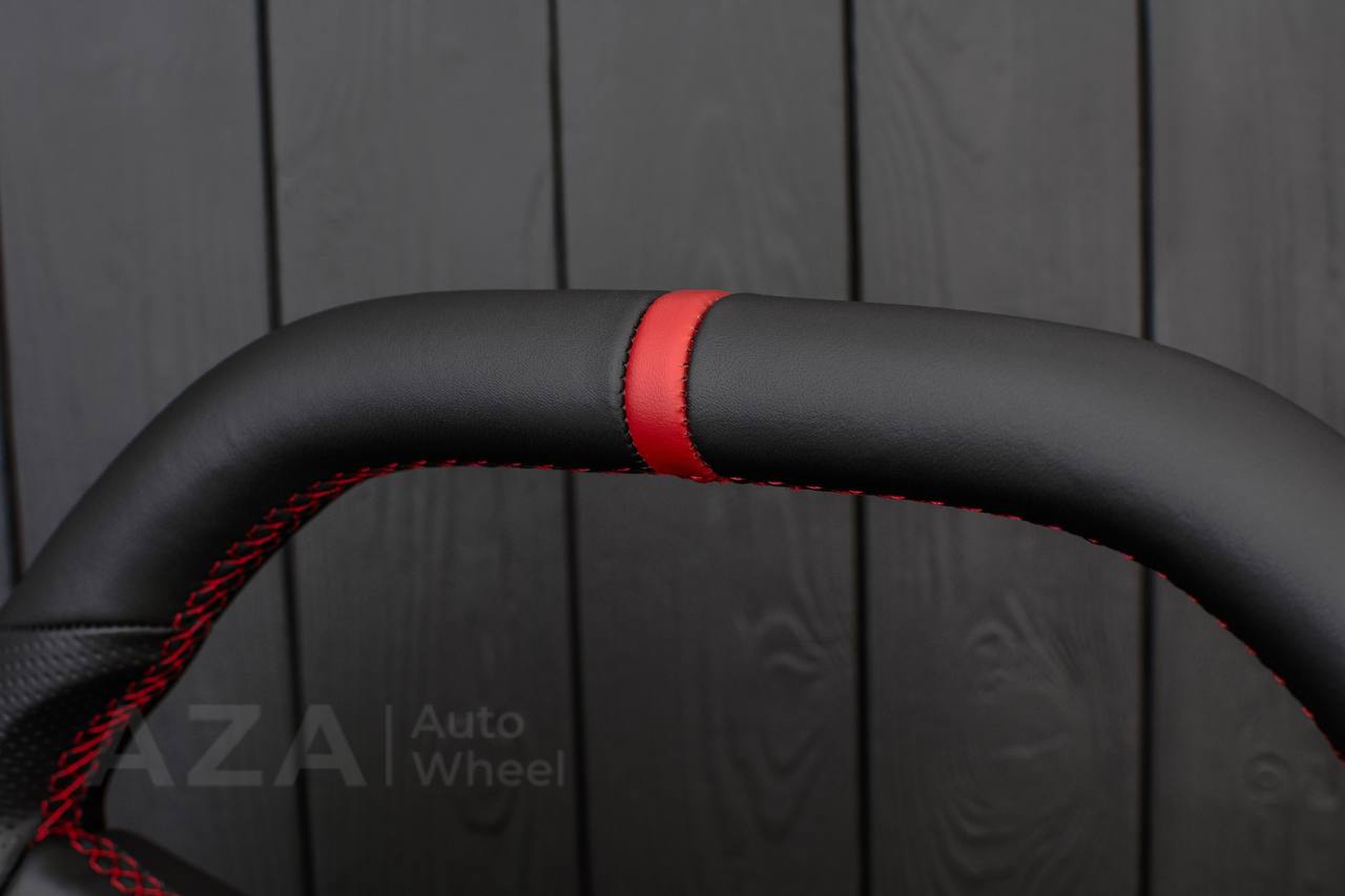 Steering wheel GM, OBS Silverado, Suburan (1988-1994) Flat top+Bottom Napa/Red stripe and detail (can be any color) - Image 6