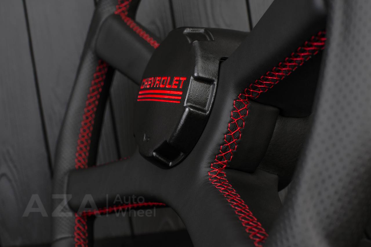 Steering wheel GM, OBS Silverado, Suburan (1988-1994) Flat top+Bottom Napa/Red stripe and detail (can be any color) - Image 8