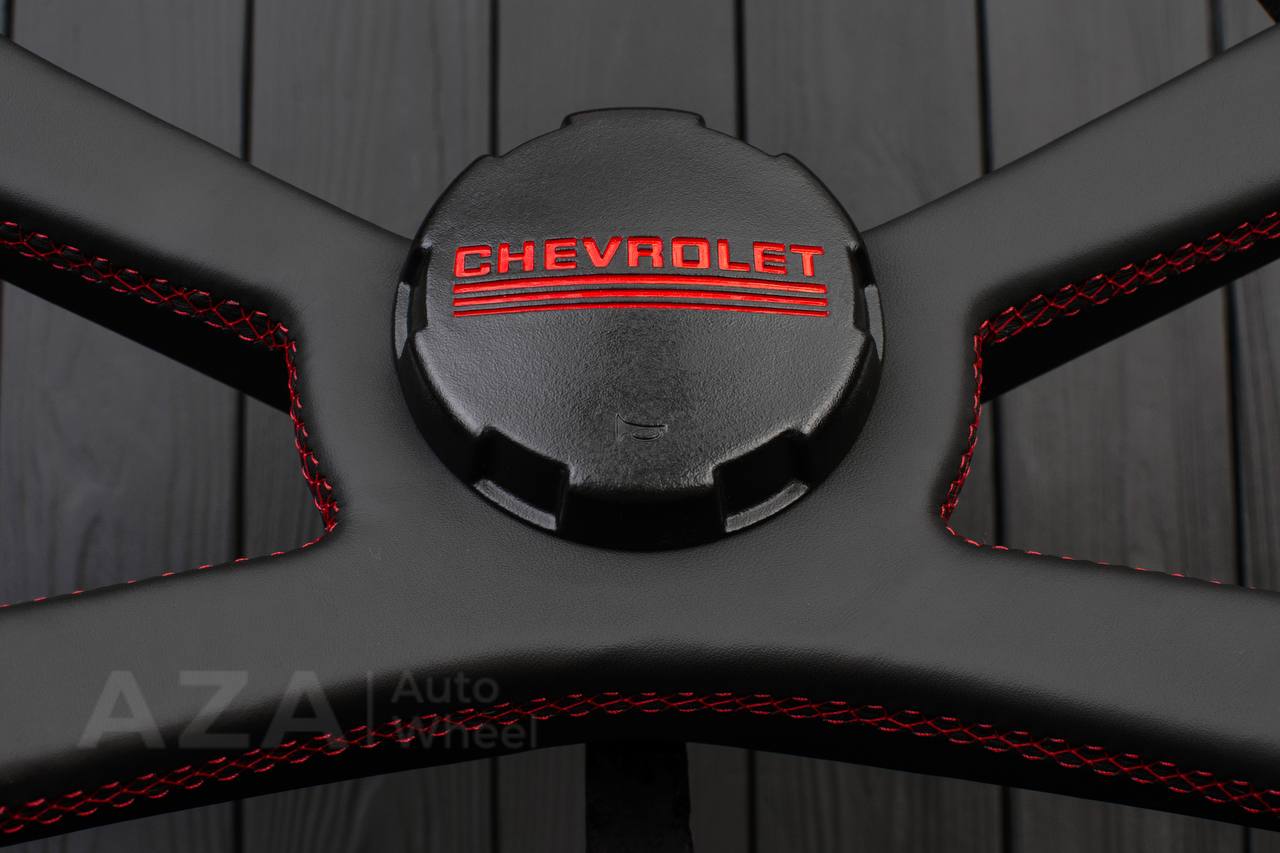 Steering wheel GM, OBS Silverado, Suburan (1988-1994) Flat top+Bottom Napa/Red stripe and detail (can be any color) - Image 10