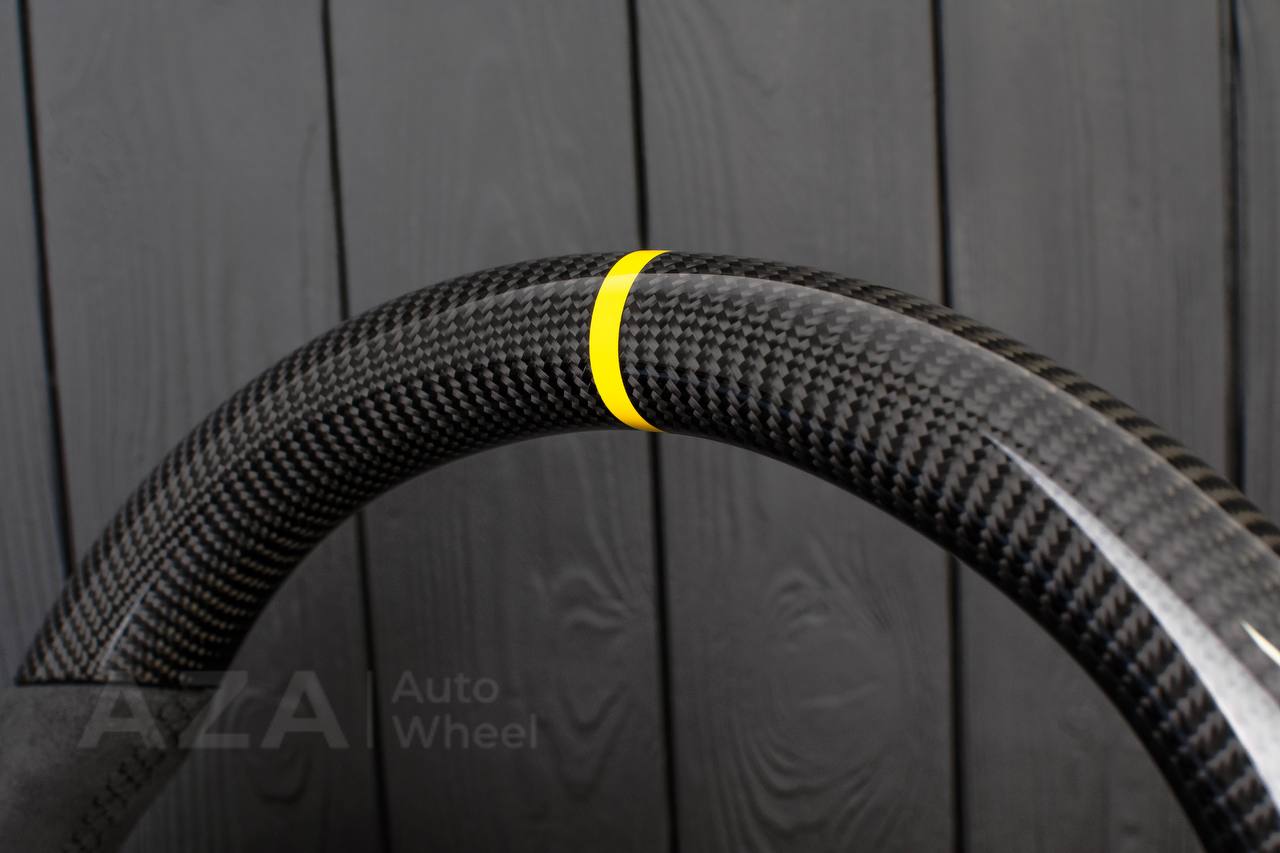 Steering Wheel Audi 1998-2002 S4 A4 Сustom Carbon Fiber/Alcantara/Yellow stripe (comes with cover) - Image 6