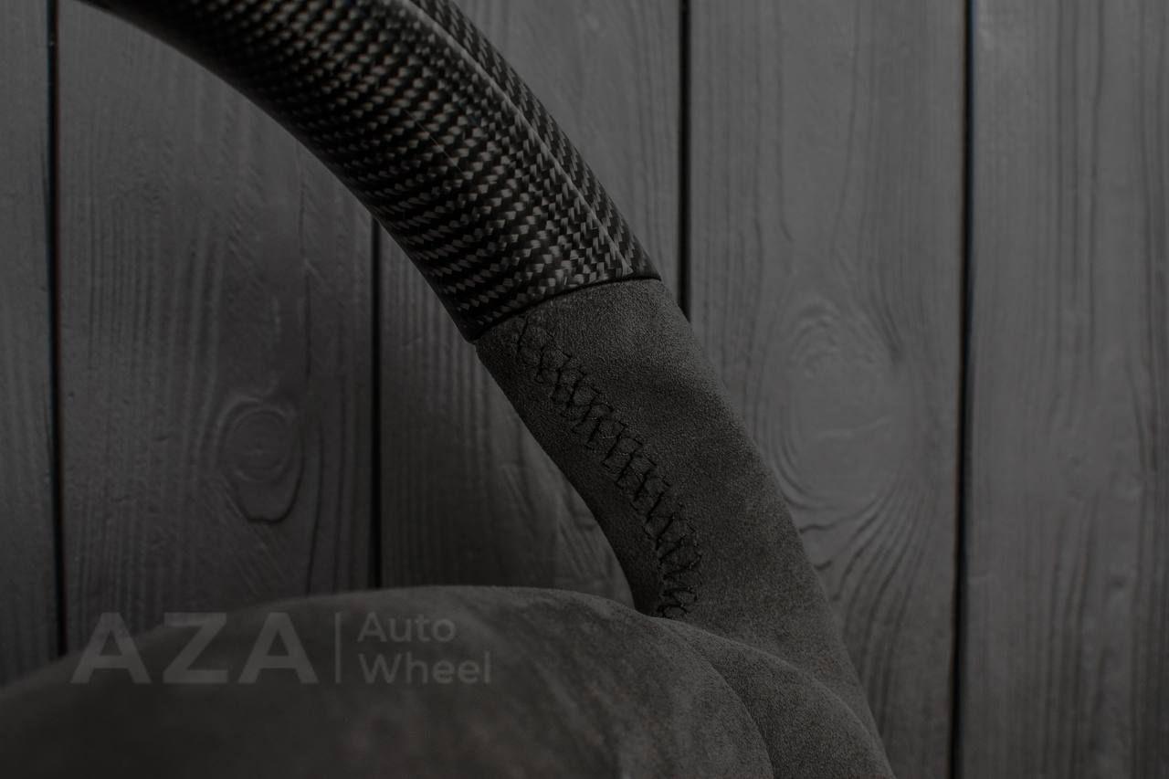 Steering Wheel Audi 1998-2002 S4 A4 Сustom Carbon Fiber/Alcantara/Yellow stripe (comes with cover) - Image 7