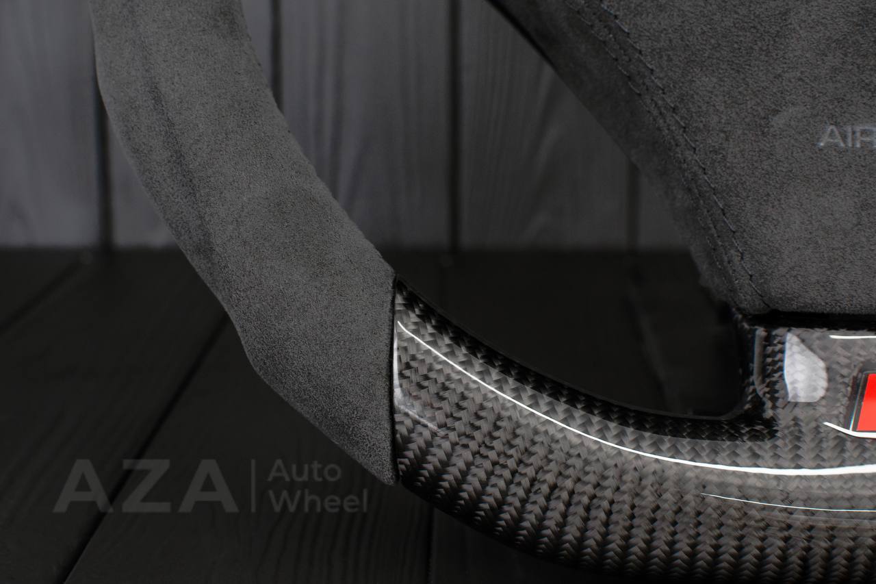 Steering Wheel Audi 1998-2002 S4 A4 Сustom Carbon Fiber/Alcantara/Yellow stripe (comes with cover) - Image 8