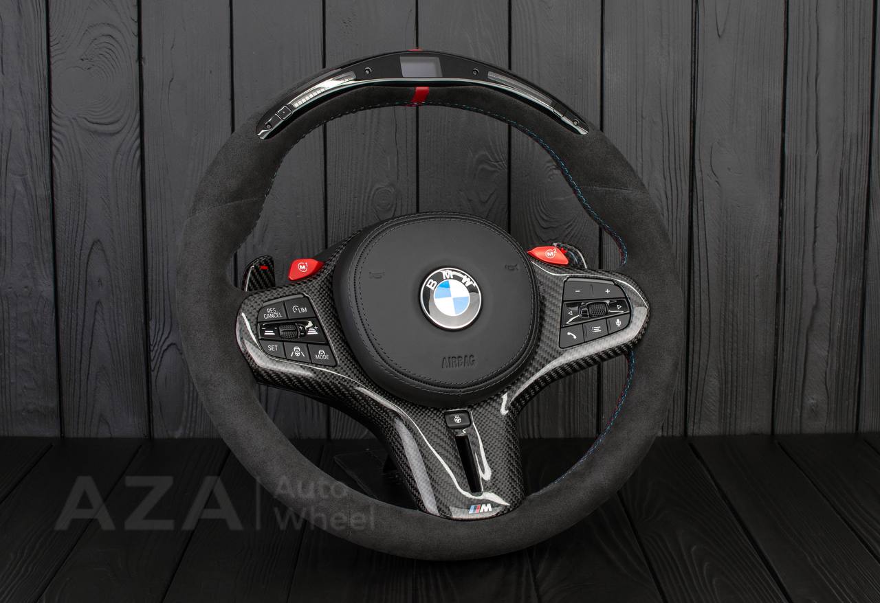 Steering wheel 2017+ BMW F90 M5 G80 M3 M4 M8 X5M X6M X3M X4M Heated Carbon fiber trims+paddles/Alcantara/Led screen - Image 3