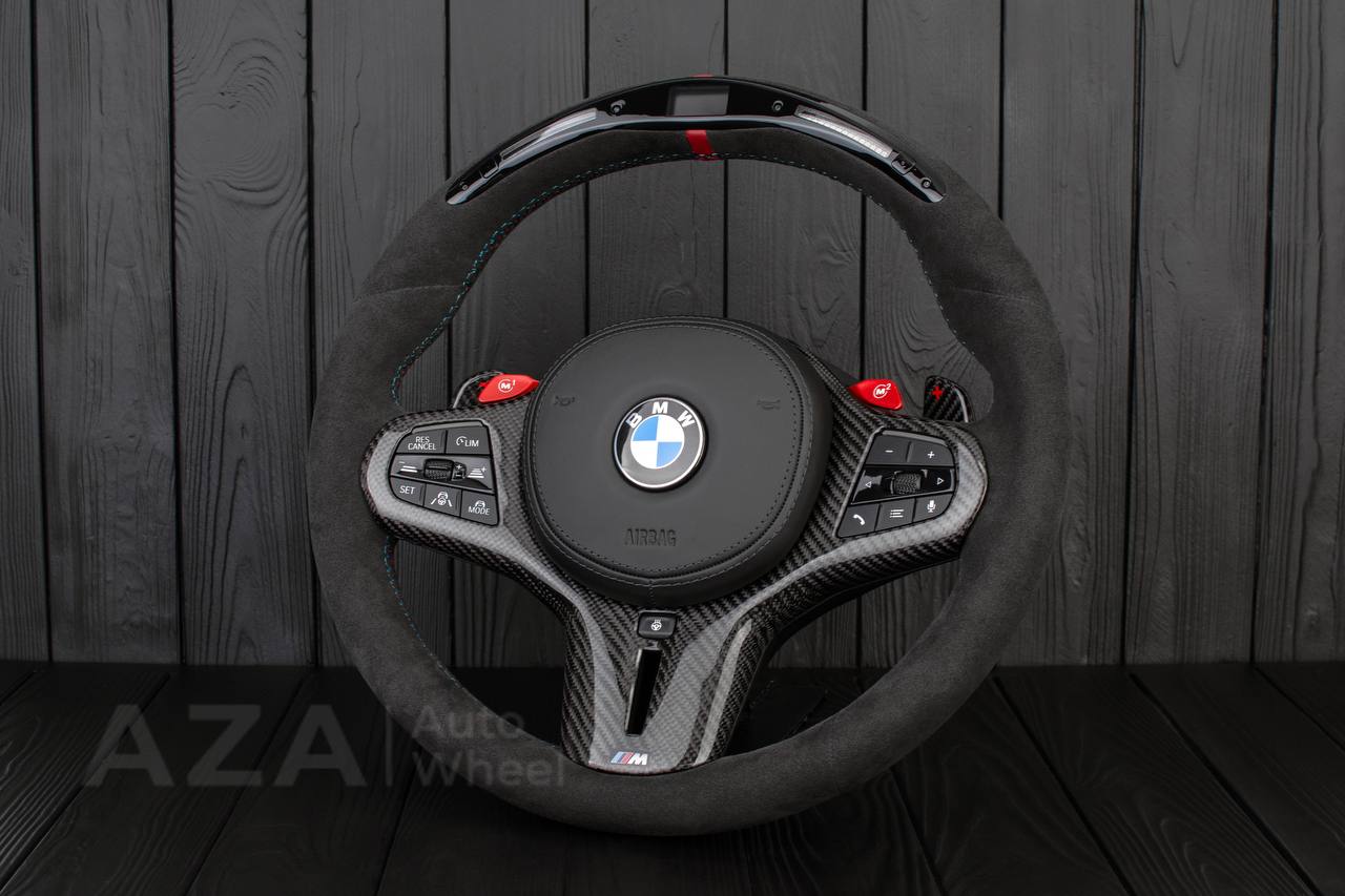 Steering wheel 2017+ BMW F90 M5 G80 M3 M4 M8 X5M X6M X3M X4M Heated Carbon fiber trims+paddles/Alcantara/Led screen - Image 4