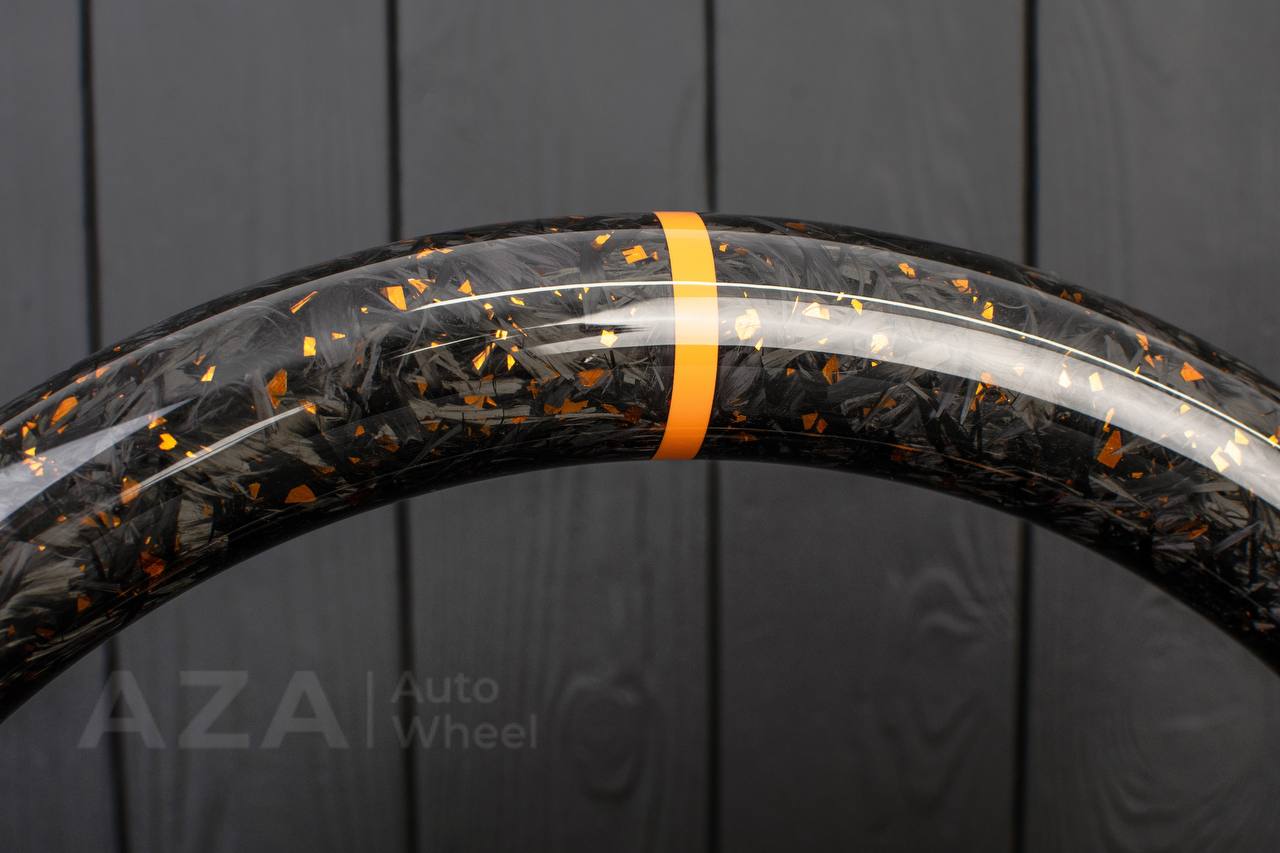 Steering wheel 2017+ BMW F90 M5 G80 M3 M4 M8 X5M X6M X3M X4M Forged Carbon fiber/Alcantara/Gold details+flakes (can be any color) (drivers assist+heated retained) + Air bag cover+ matching paddles. - Image 16