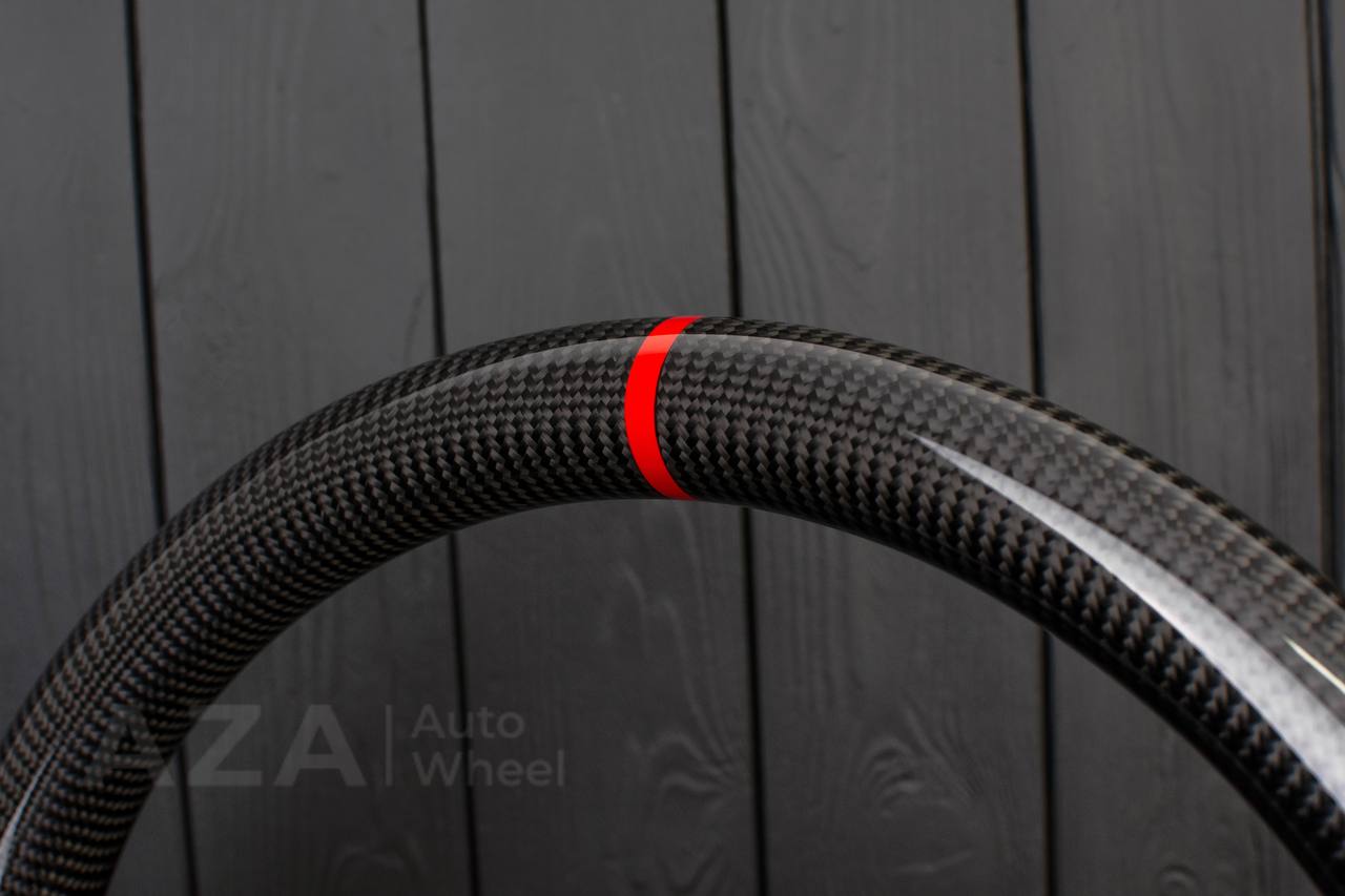 Steering wheel Square Body GM C/K/C10/C5/K5/K10/K20/K30 (1973-1987) Carbon fiber/Perforated leather/Red stripe (can be any color stitching and stripe) - Image 6