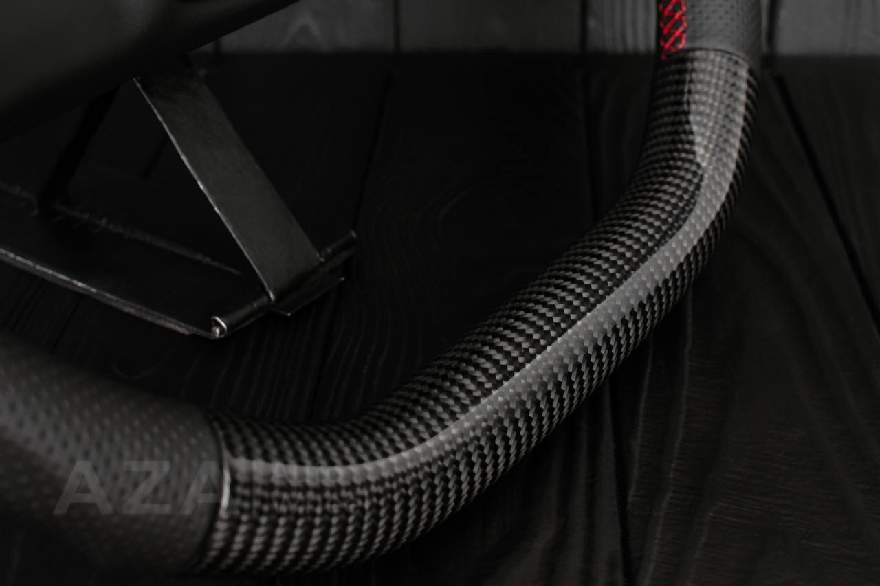 Steering wheel Square Body GM C/K/C10/C5/K5/K10/K20/K30 (1973-1987) Carbon fiber/Perforated leather/Red stripe (can be any color stitching and stripe) - Image 9
