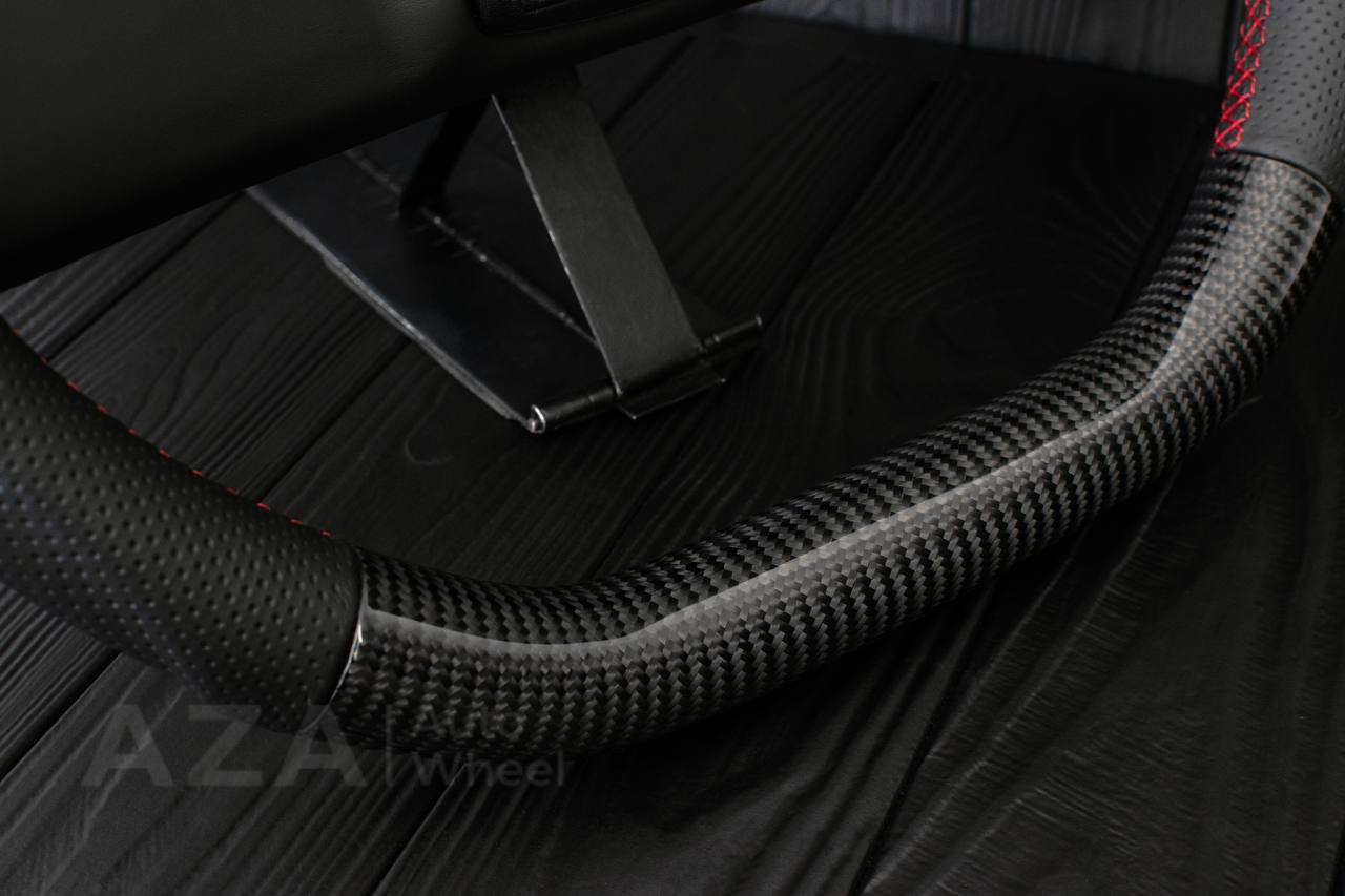 Steering wheel Square Body GM C/K/C10/C5/K5/K10/K20/K30 (1973-1987) Carbon fiber/Perforated leather/Red stripe (can be any color stitching and stripe) - Image 10