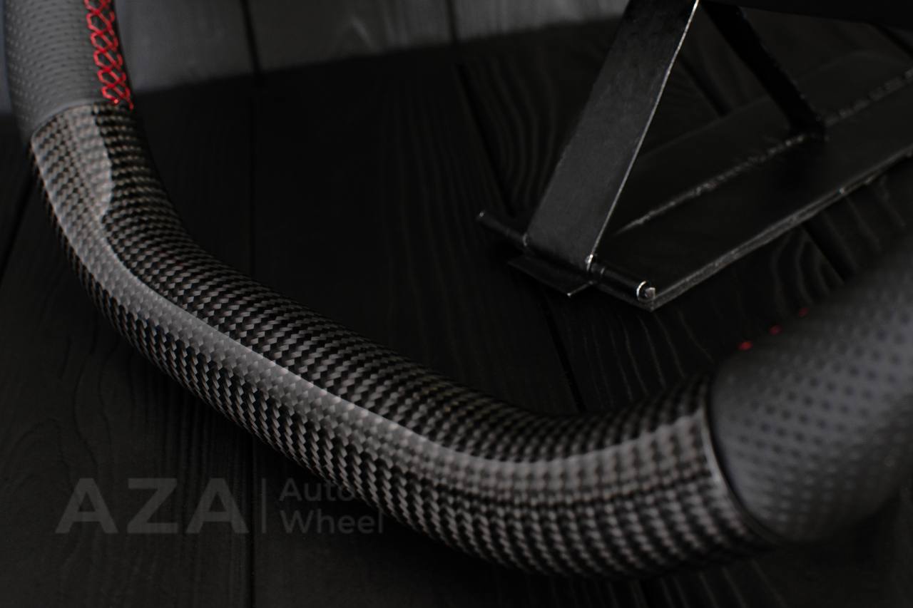 Steering wheel Square Body GM C/K/C10/C5/K5/K10/K20/K30 (1973-1987) Carbon fiber/Perforated leather/Red stripe (can be any color stitching and stripe) - Image 11