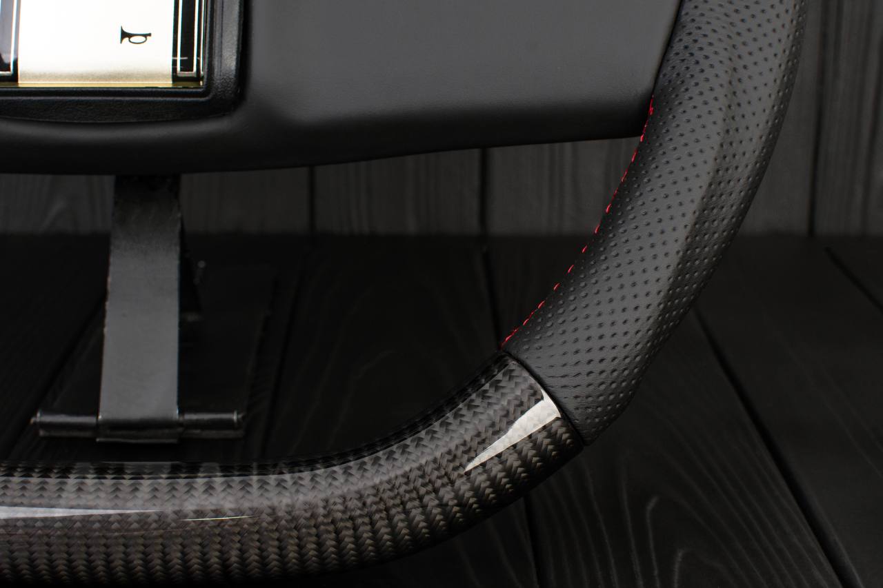 Steering wheel Square Body GM C/K/C10/C5/K5/K10/K20/K30 (1973-1987) Carbon fiber/Perforated leather/Red stripe (can be any color stitching and stripe) - Image 13