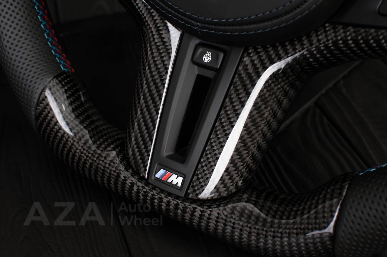 Steering wheel BMW F90 M5 M8 X5M X6M X3M X4M 2017+ Carbon fiber/Perforated leather/RED stripe/ HEATED/DRIVERS ASSIST PRO - Image 6