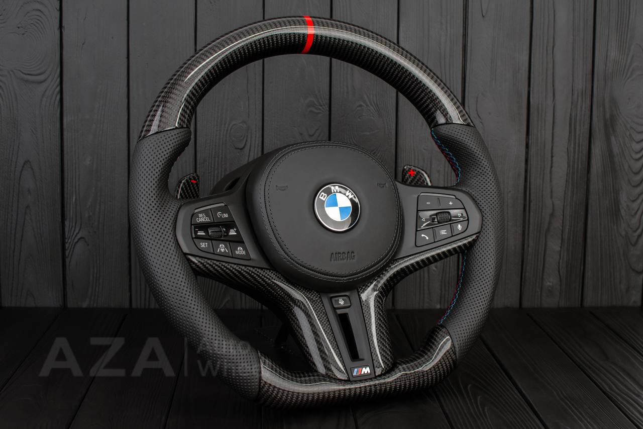 Steering wheel BMW G20 3 SERIES /G30 5 SERIES /G05 X5 / G07 X7 / G15 8 SERIES/ G11 G12 7 SERIES Carbon fiber/Perforated leather/HEATED/DRIVERS ASSIST - Image 4