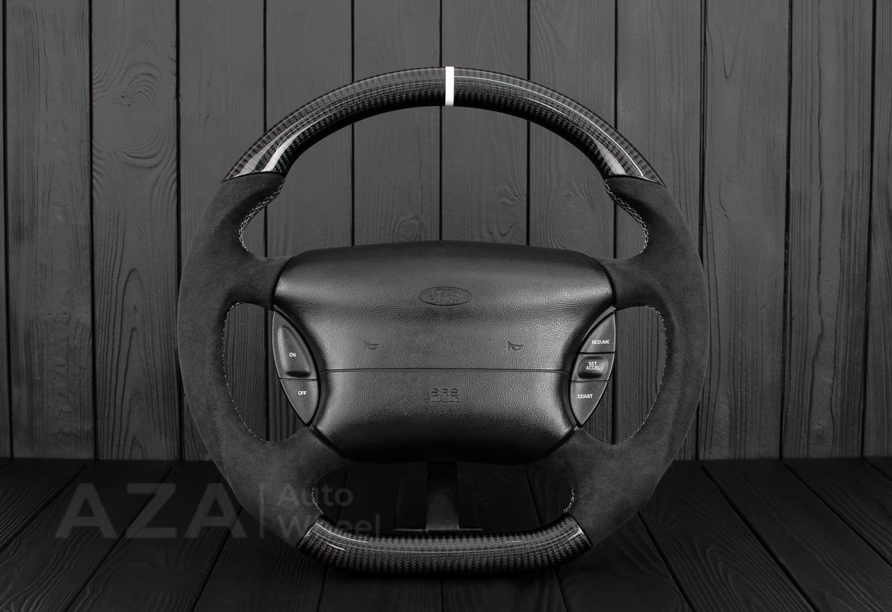 Steering wheel Ford Lightning/Ranger/Explorer 99-2004 Carbon fiber/Alcantara/White details (can be any color per request)