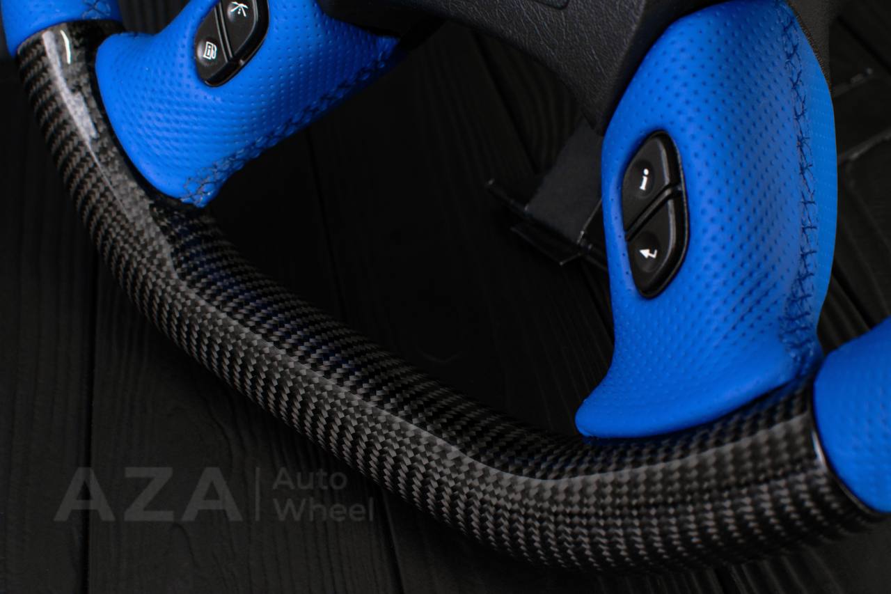 Steering wheel Hummer H2 Carbon fiber/Perforated DARK BLUE leather - Image 5