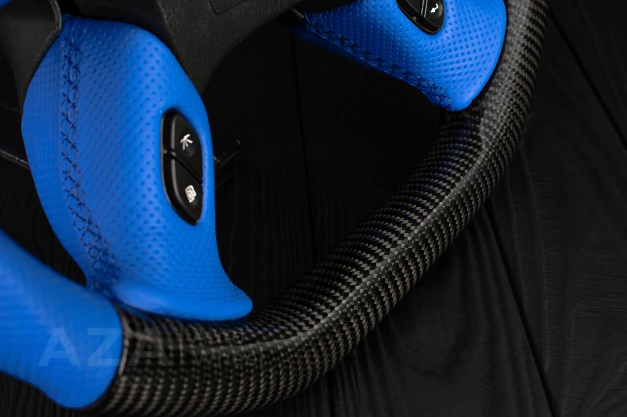 Steering wheel Hummer H2 Carbon fiber/Perforated DARK BLUE leather - Image 6