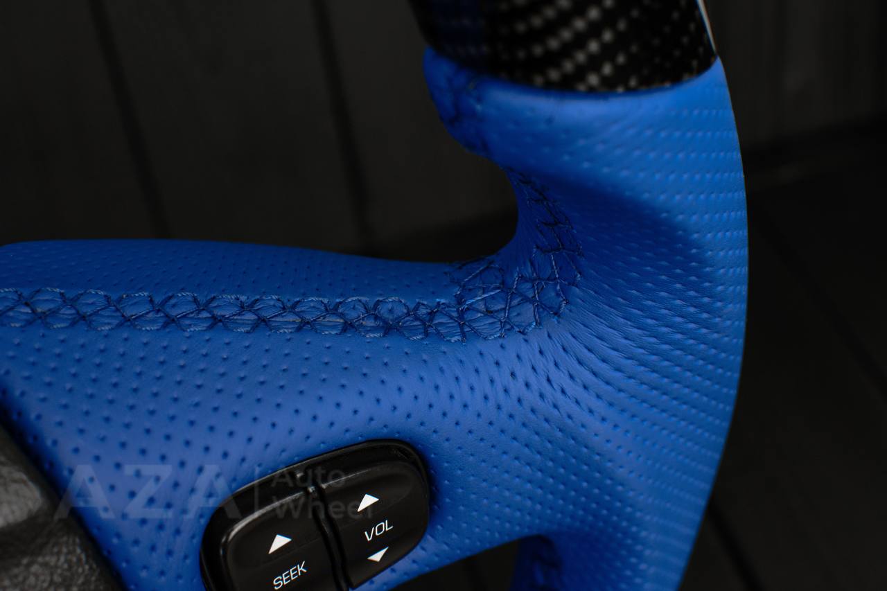 Steering wheel Hummer H2 Carbon fiber/Perforated DARK BLUE leather - Image 8