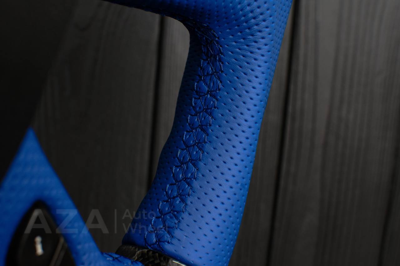 Steering wheel Hummer H2 Carbon fiber/Perforated DARK BLUE leather - Image 10
