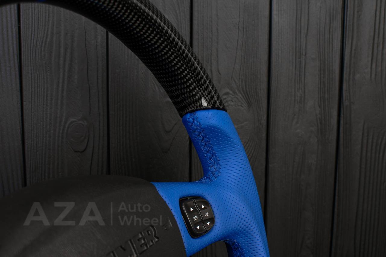 Steering wheel Hummer H2 Carbon fiber/Perforated DARK BLUE leather - Image 11
