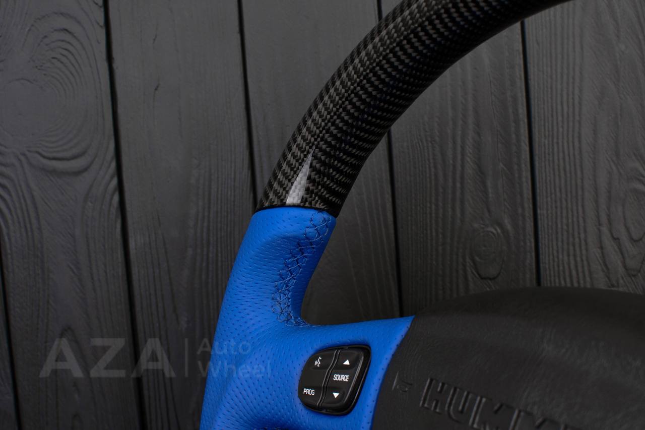 Steering wheel Hummer H2 Carbon fiber/Perforated DARK BLUE leather - Image 12